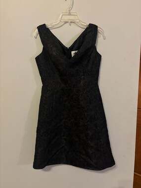 Kate Spade Black Metallic Floral Jacquard A-Line Dress with Pockets size 4